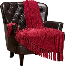 Load image into Gallery viewer, Chenille Velvety Texture Decorative Throw Blanket with Tassels (50x65) - EK CHIC HOME