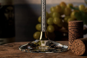 Rhinestone Studded Wine Glasses 16 Ounces Set of 2 Wine Savant, Gold and Laser Cut Sparkling Wine Wedding Glasses, Elegant Crystal - For Everyday, Weddings, Parties - EK CHIC HOME