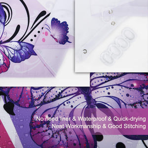 Butterfly Shower Curtain with Hooks - Purple Butterfly - EK CHIC HOME