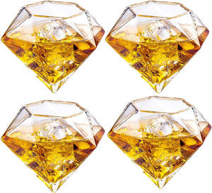 Set of 4 Diamond Whiskey & Wine Glasses 10oz - EK CHIC HOME