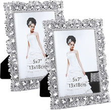 Load image into Gallery viewer, 2 Pack 5 x 7 Inch Crystal Picture Frame Wedding Photo Frame (Rhinestones) - EK CHIC HOME