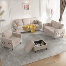 Load image into Gallery viewer, Convertible Sectional Sofa Couch with Storage Ottoman, 4 Pcs Couch Set - EK CHIC HOME