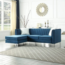 Load image into Gallery viewer, Grey Velvet Sectional Sofa with Right Chaise, Pillow Included - EK CHIC HOME