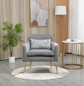 Modern Velvet Accent Chair with A Small Pillow - EK CHIC HOME