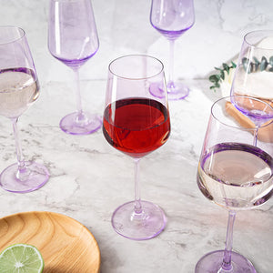 Colored Wine Glass Set, Large 12 oz Glasses Set of 6, - EK CHIC HOME
