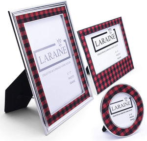 3- Plaid Metal High Definition Display Pictures for Tabletop - EK CHIC HOME
