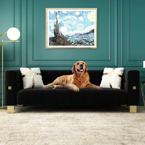 Sofa Living Room with Metal Legs,89 inch 3 Seat - EK CHIC HOME