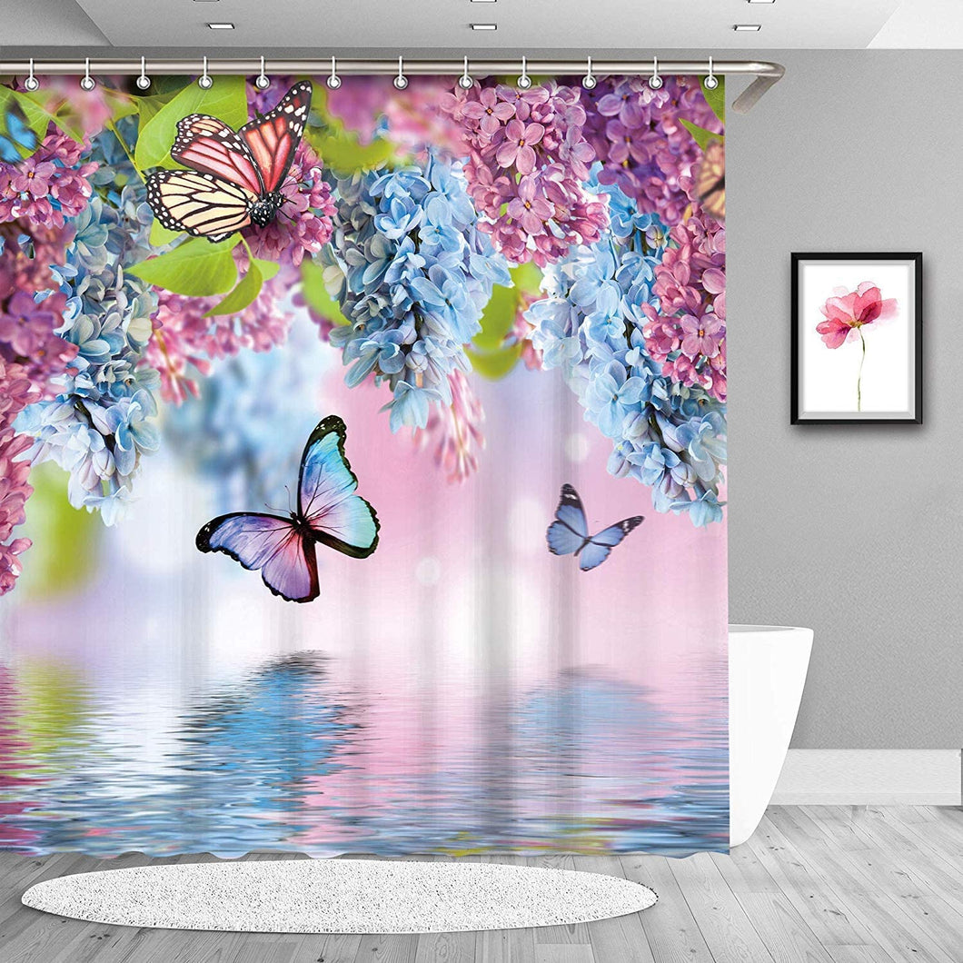 Butterfly Shower Curtain for Bathroom with Wisteria - EK CHIC HOME