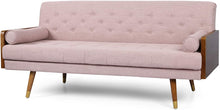 Load image into Gallery viewer, Mid-Century Modern Tufted Fabric Sofa, Light Blush - EK CHIC HOME