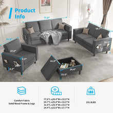 Load image into Gallery viewer, Convertible Sectional Sofa Couch with Storage Ottoman, 4 Pcs Couch Set - EK CHIC HOME