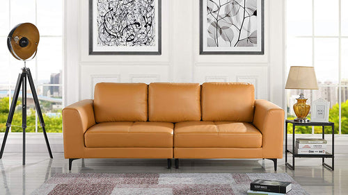 Mid Century Modern Upholstered Leather Sofa, 81.1