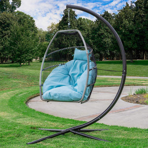 Luxury Wicker Hanging Chair - Swing Patio Egg Chair UV Resistant - EK CHIC HOME