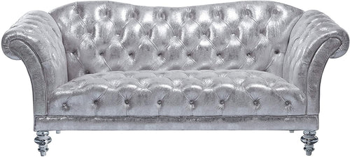 LUXE Loveseat, Metallic Silver - EK CHIC HOME