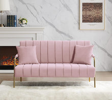 Load image into Gallery viewer, Upholstered Velvet Loveseat Sofa: 60&quot; Mid Century 2 Seater - EK CHIC HOME