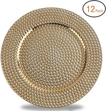 Load image into Gallery viewer, Round 13 Inch Plastic Charger Plates with Eletroplating Finish (12, Reef Gold) - EK CHIC HOME