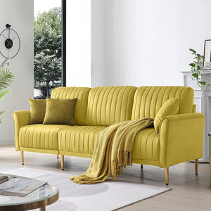 78.7 Inch Mid-Century Sofa Couch Upholstered Velvet - EK CHIC HOME