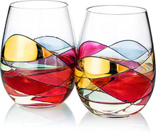 Load image into Gallery viewer, Artisanal Hand Painted Stemless - Rennesance Romantic Stain - EK CHIC HOME