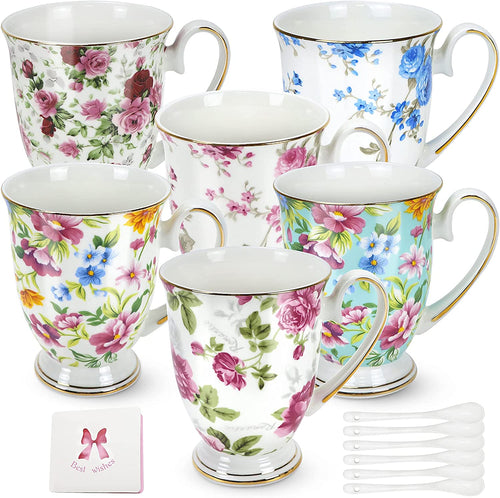 Set of 6,Bone Porcelain Classic Breakfast Cup, Euro Style - EK CHIC HOME