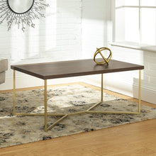 Load image into Gallery viewer, 42&quot; Mid Century Modern Coffee Table - Dark Walnut/Gold - EK CHIC HOME