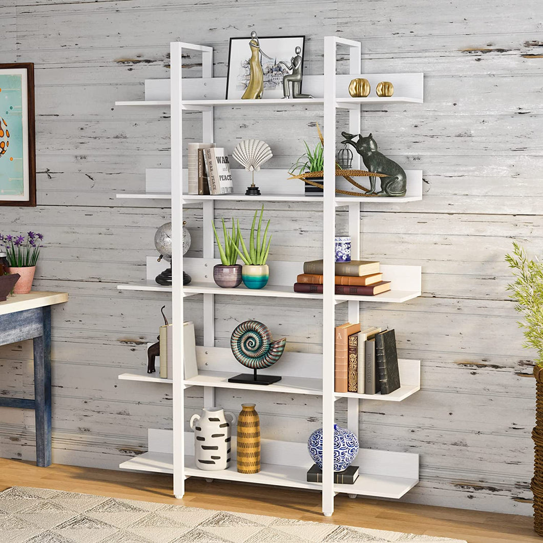 5 Tiers Bookcase, 5-Shelf Industrial Style Etagere Bookcases - EK CHIC HOME