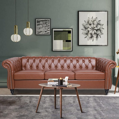 Chesterfield Sofa for Living Room, 3 Seater Sofa - EK CHIC HOME