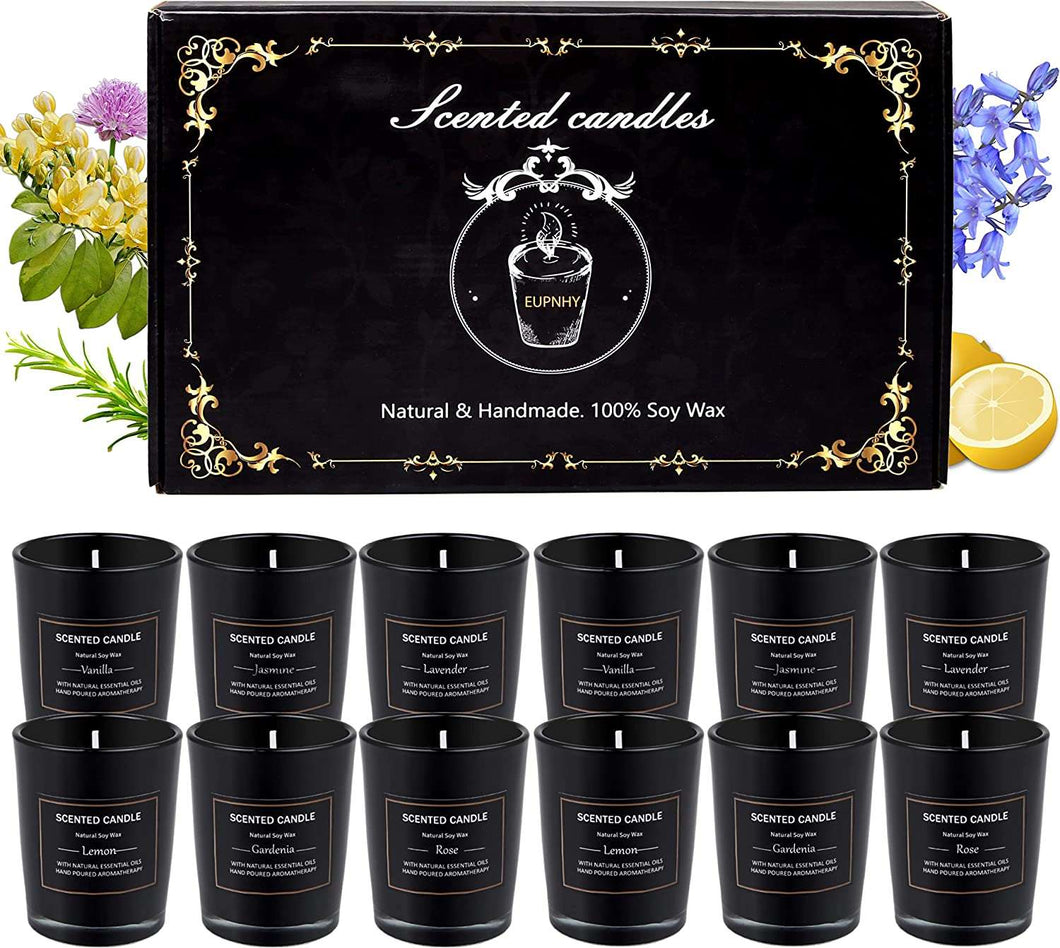 12 Pack Scented Candles Gift Set 2.5oz Strong Fragrance Aromatherapy - EK CHIC HOME