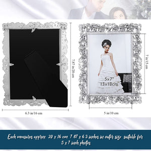2 Pack 5 x 7 Inch Crystal Picture Frame Wedding Photo Frame (Rhinestones) - EK CHIC HOME