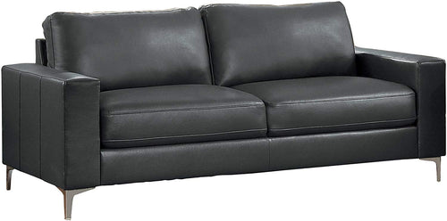 Track Arm Sofa with Metal Accent Leg Leather Gel Match - EK CHIC HOME