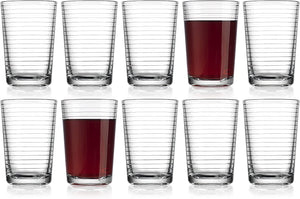 17 Ounces Cooler Glasses, Set of 4 Ribbed Highball Glasses - EK CHIC HOME