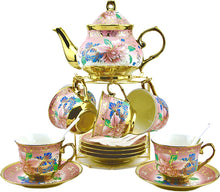 Load image into Gallery viewer, 20 Pieces Porcelain Tea Set With Metal Holder, European Ceramic - EK CHIC HOME