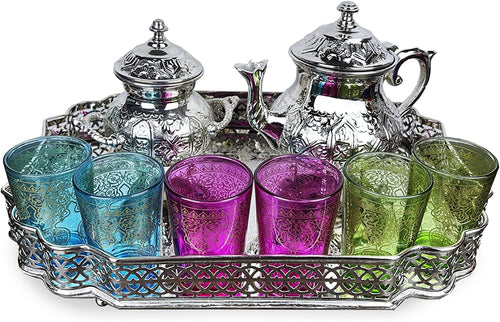 Luxury Moroccan Tea Serving Set with Teapot - EK CHIC HOME