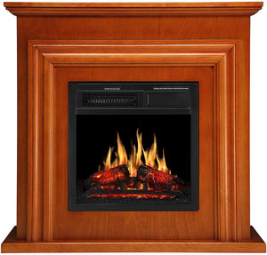 Freestanding Electric Fireplace Mantel Package Heater with Realistic Flame and Remote Control - EK CHIC HOME