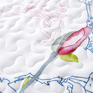 Floral Quilt Set, Botanical Flowers Birds Pattern Printed, 100% Cotton - EK CHIC HOME