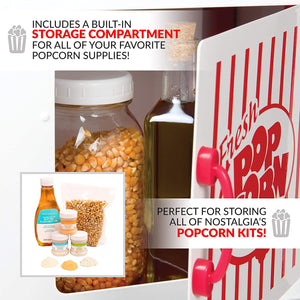Popcorn Maker Cart, 2.5 Oz Kettle Makes 10 Cups, Retro Classic Popcorn Machine - EK CHIC HOME