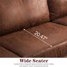 Load image into Gallery viewer, Suede Fabric Sofa 3-Seat L-Shape Sectional Sofa Couch Set w/Chaise (Dark Brown) - EK CHIC HOME
