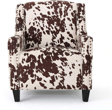 Load image into Gallery viewer, Studded Velvet Club Chair, Milk Cow / Dark Brown - EK CHIC HOME