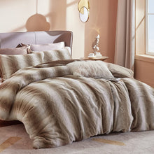 Load image into Gallery viewer, Grey Duvet Cover Set, Ombre Fuzzy Bed Set Queen, Luxury - EK CHIC HOME