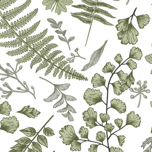 Leaves Comforter Set, Green Plant Botanical Tree Leaf Pattern Printed on White - EK CHIC HOME