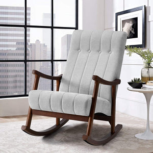 Upholstered Rocking Chair with Fabric Padded Seat - EK CHIC HOME