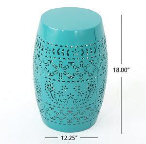 Lace Cut Teal Iron Accent Table - EK CHIC HOME