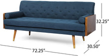 Load image into Gallery viewer, Mid-Century Modern Tufted Fabric Sofa, Navy Blue - EK CHIC HOME