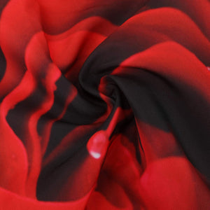 Rose Shower Curtain, Black and Red Set with Hooks - EK CHIC HOME