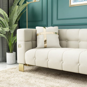 Sofa Living Room with Metal Legs,89 inch 3 Seat - EK CHIC HOME