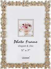 Load image into Gallery viewer, Luxury Metal Picture Frame with Brilliant Crystals, Gold Photo Frame 5 x 7 inch - EK CHIC HOME