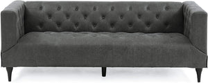 Contemporary Microfiber Upholstered Tufted 3 Seater Sofa - EK CHIC HOME