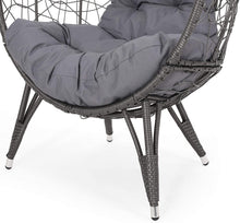 Load image into Gallery viewer, Indoor Wicker Teardrop Chair with Cushion, Gray - EK CHIC HOME