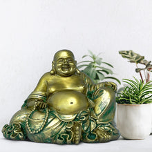Load image into Gallery viewer, Laughing Buddha Statue for Home – Gold Buddah Statute for Feng Shui - EK CHIC HOME
