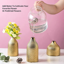 Load image into Gallery viewer, Ceramic Vase Set - 3 Small Vases, Luxurious Home Decor Gold - EK CHIC HOME