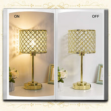 Load image into Gallery viewer, Touch Control Crystal Table Lamp with 2 USB Ports - EK CHIC HOME