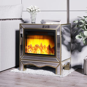 Mirrored Electronic Fireplace with Remote Controller - EK CHIC HOME